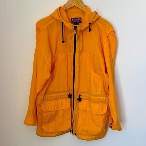 Denim & Co. Vintage Nylon Windbreaker Jacket Hooded Full Zip Medium